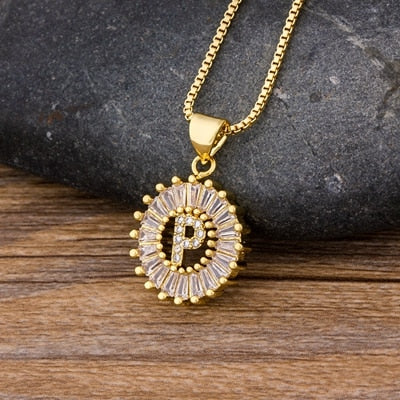 Initial Letter Necklace 26 Letters Charm Gold Name Necklace Pendant - MERGE.DAY.1.FREESTYLE
