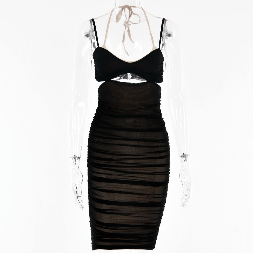 Women Spaghetti Strap Corset Cut Out Lined Long Dress Sexy Ruched Backless Elegant Bodycon - MERGE.DAY.1.FREESTYLE