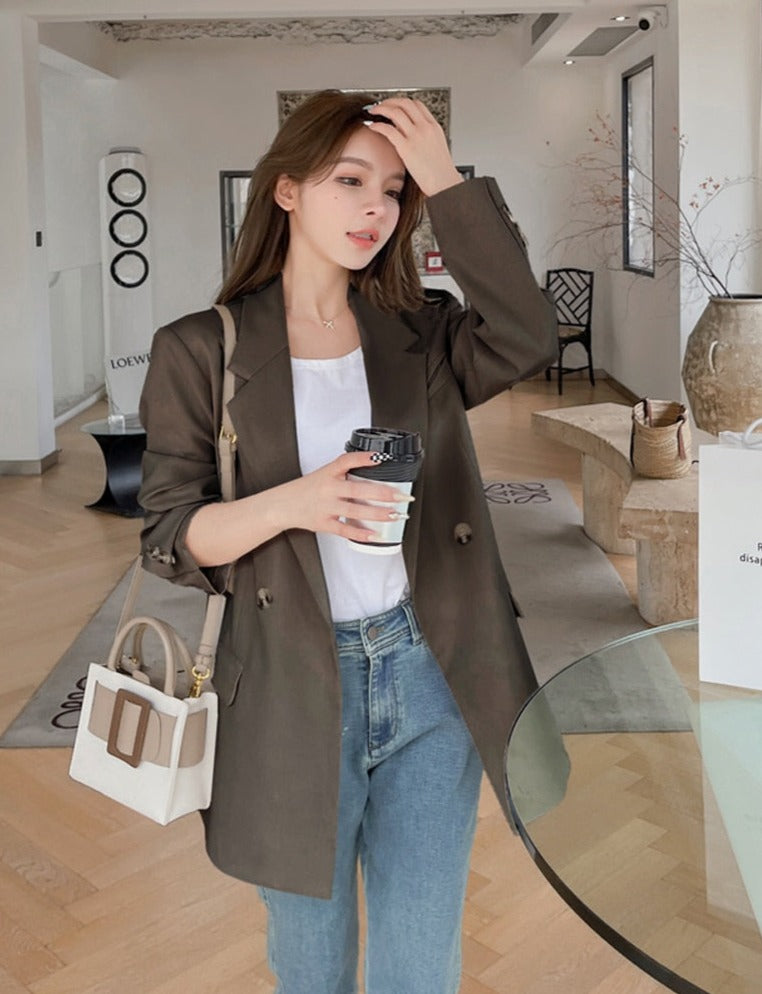 Oversized Women Jacket Loose Double Breasted Female Suit Coats Elegant - MERGE.DAY.1.FREESTYLE