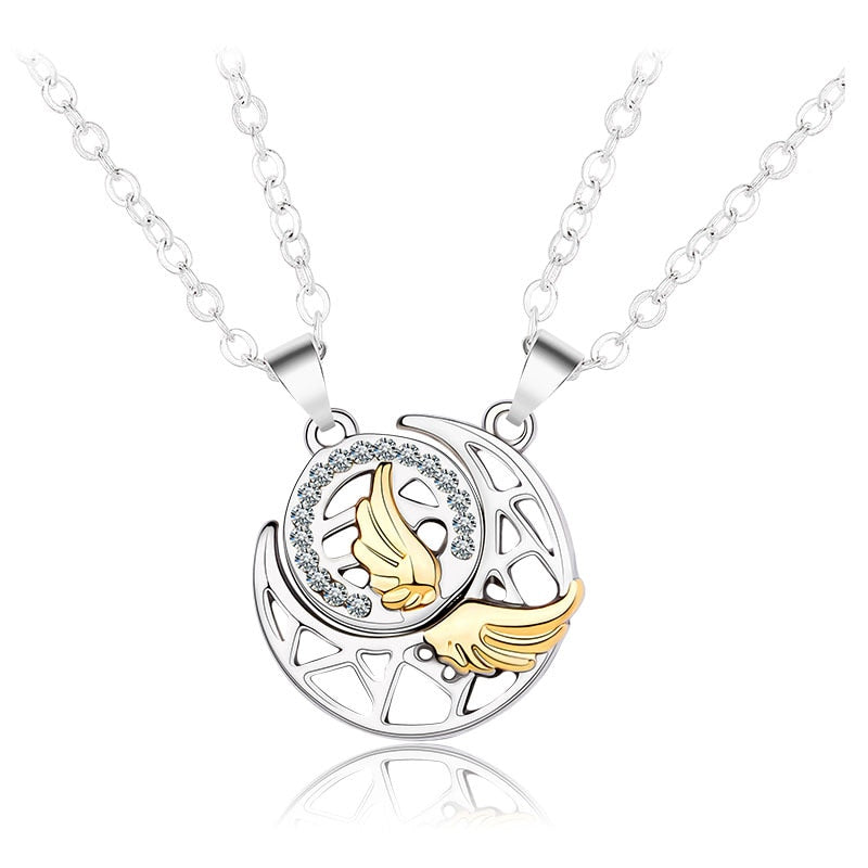 Sun Moon Wing Couple Necklace Magnet Attract Simple Fashion Valentine's Day Necklace - MERGE.DAY.1.FREESTYLE