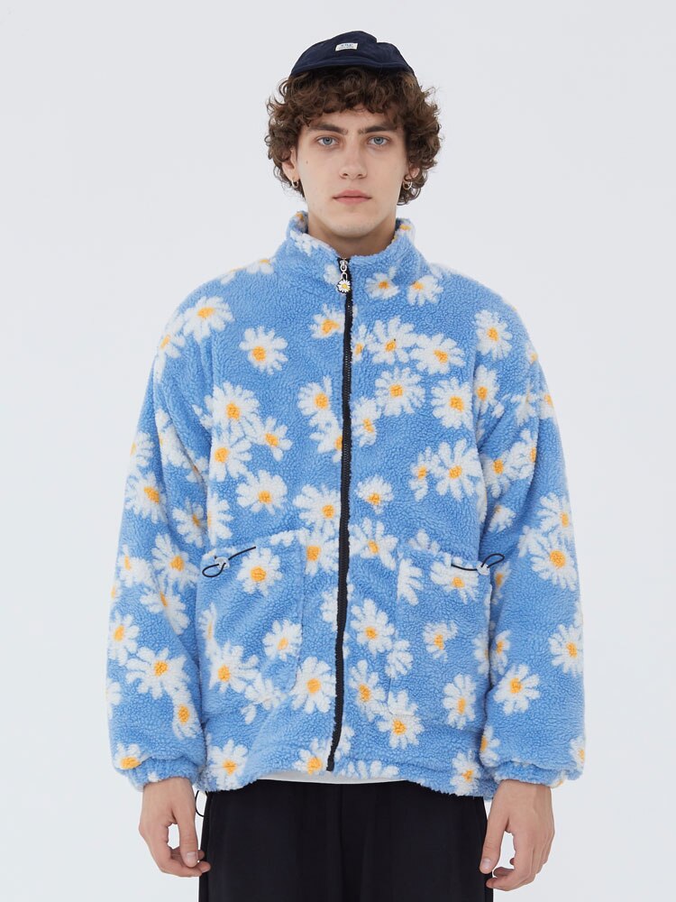 Cotton Padded Thick Parkas Jackets Daisy Print Fleece Warm Full Zip Coats - MERGE.DAY.1.FREESTYLE