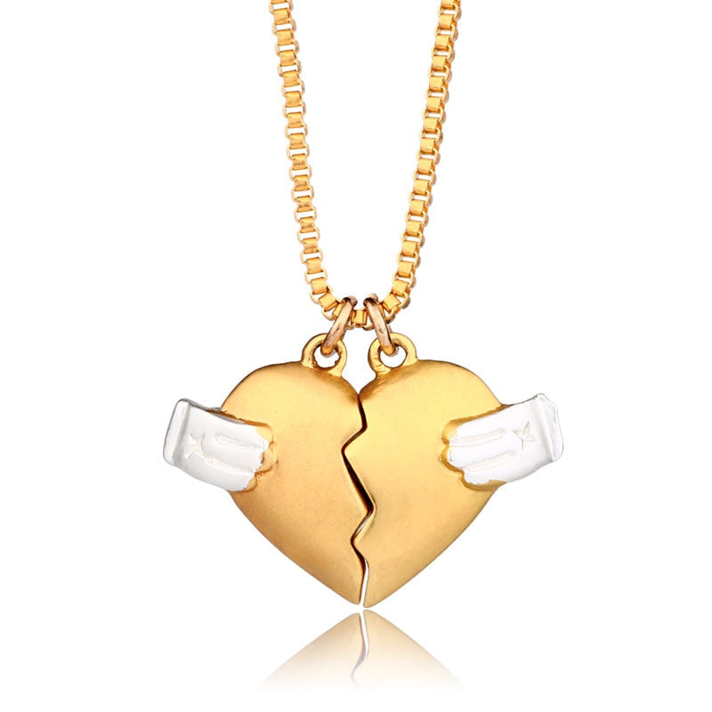 2Pcs Lovers Matching Heart Pendant Couple Magnetic Heart Pendant Necklace Couple Jewelry - MERGE.DAY.1.FREESTYLE
