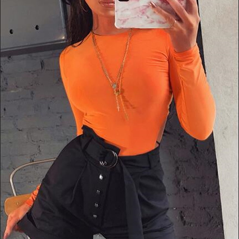 Bodycon Bodysuits Women Long Sleeve Body Suit Female O Neck - MERGE.DAY.1.FREESTYLE