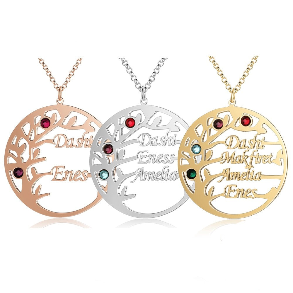 Customized Family Tree Necklace Sister Best Friend Nameplate Gift - MERGE.DAY.1.FREESTYLE