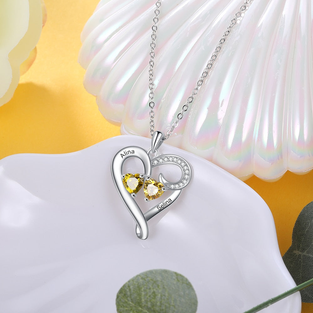Customized Couple Engraved Necklace Personalized Heart Name Necklace - MERGE.DAY.1.FREESTYLE
