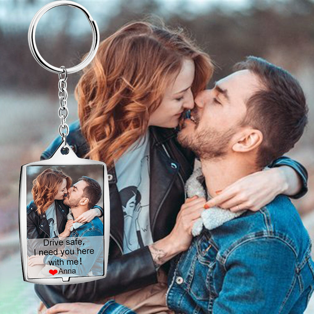 Stainless Steel Car Keyring Personalised Photo With Text Memory Gifts - MERGE.DAY.1.FREESTYLE