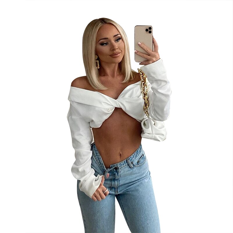 Pure Color Long Sleeves Bodycon Slim Crop Top - MERGE.DAY.1.FREESTYLE