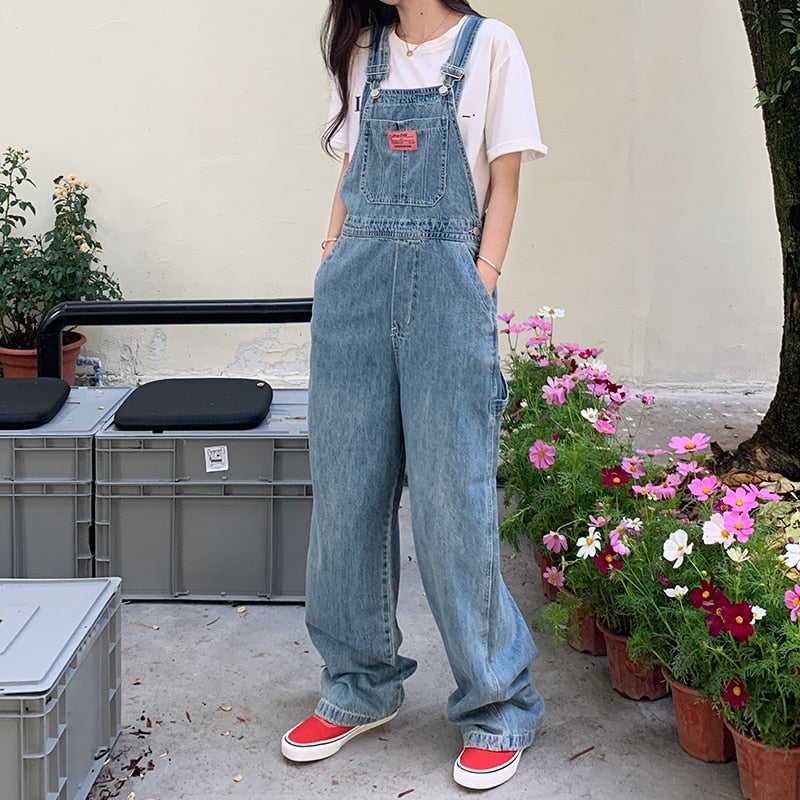 Casual Denim Jumpsuits Women Loose Overalls Baggy Wide Leg Rompers - MERGE.DAY.1.FREESTYLE