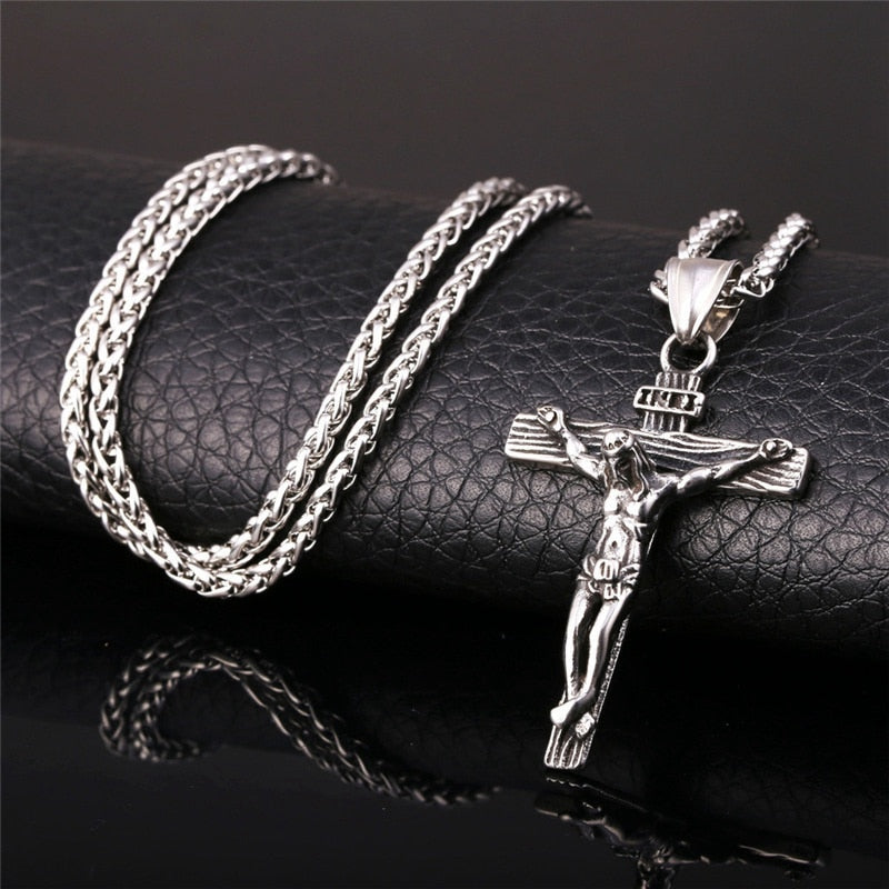 Jesus Cross Necklace for Fashion Gold color Cross Pendent with Chain Necklace Jewelry Gifts - MERGE.DAY.1.FREESTYLE