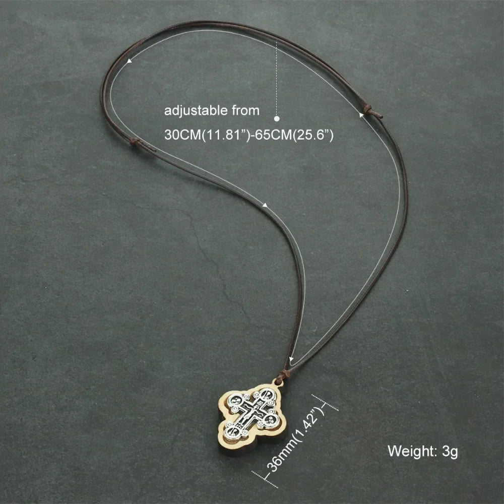 ICXC Wooden Saint Cross Pendant Necklaces - MERGE.DAY.1.FREESTYLE