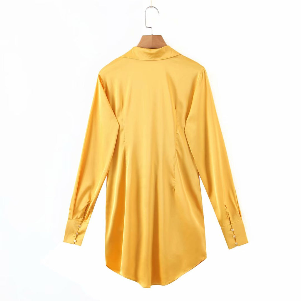 mini dress summer long sleeves women irregularity pleated vocation style loose white shirtdress - MERGE.DAY.1.FREESTYLE