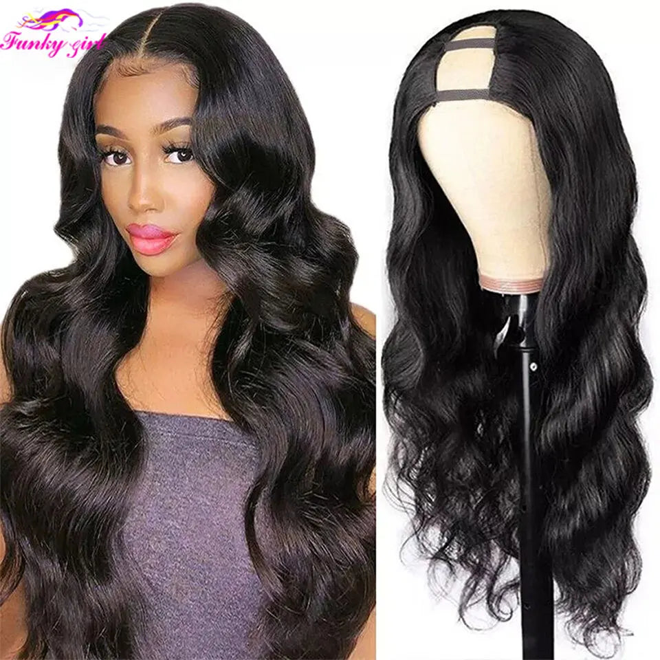 Body Wave U Part Wigs 100% Human Hair Brazilian Wavy Virgin Hair Wigs For Women Remy Hair Human Hair Wigs 180% Density Cheap Wig - MERGE.DAY.1.FREESTYLE