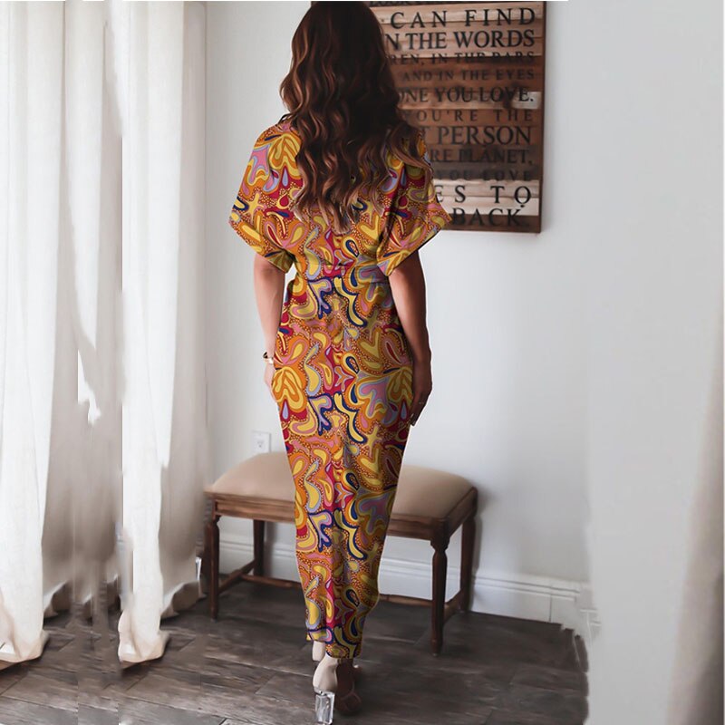 Women Summer Short Sleeve Slit Long Dress Turn-down Collar Elegant Button Draped Party Dresses - MERGE.DAY.1.FREESTYLE
