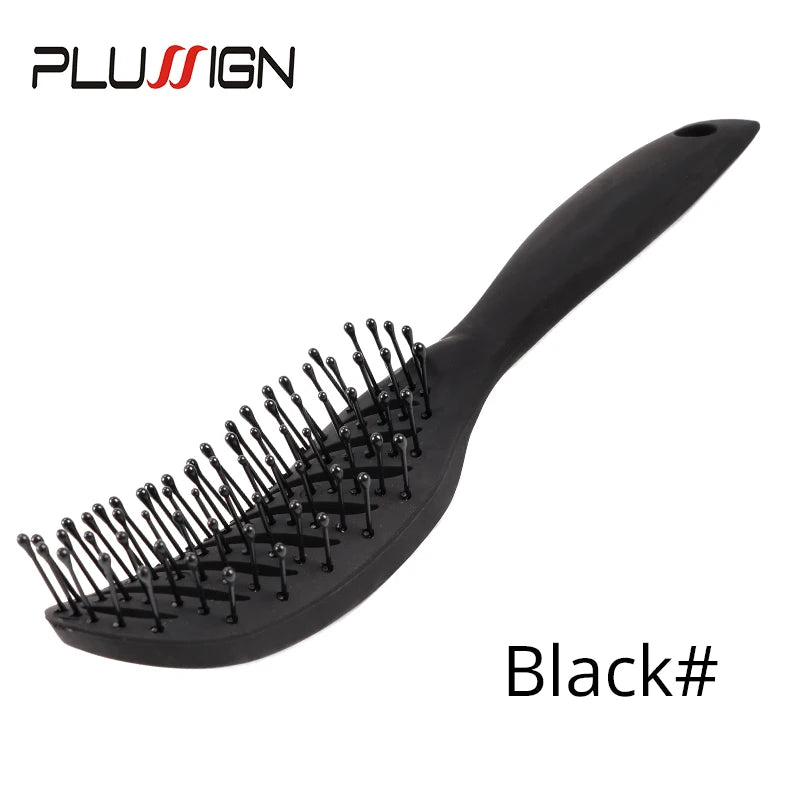 Styling Curly Hair Brush Salon Massager Comb Brush Detangling Drying Brush Anti Static Curved Vent Brush Scalp Massage Comb - MERGE.DAY.1.FREESTYLE