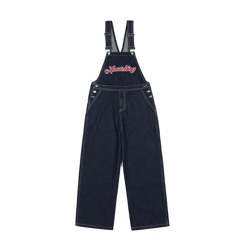 American Embroidery Denim Overalls Women Jean Jumpsuits Loose Straight Wide Leg Pants - MERGE.DAY.1.FREESTYLE