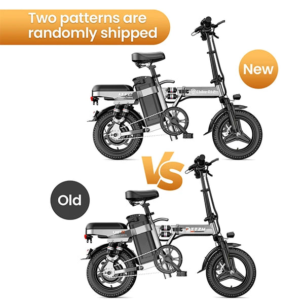 A12 48V15Ah US Fast Shipping DTTZH Electric Foldable Bicycle Ebike E-bike 1000W Peak 14"FatTire EBike Removable Lithium Battery - MERGE.DAY.1.FREESTYLE
