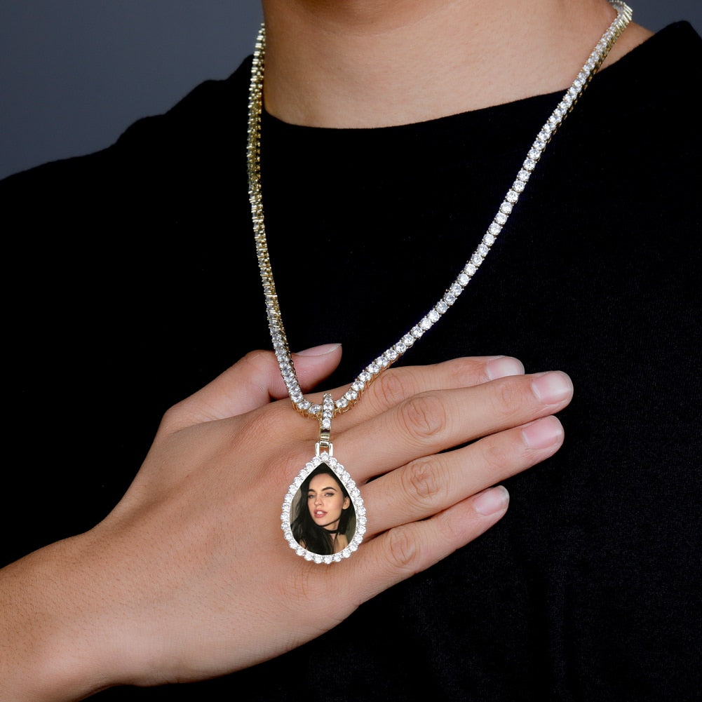 Custom Photo Pendant Drop-shaped Medal Pendant Necklace Hip Hop Jewelry - MERGE.DAY.1.FREESTYLE