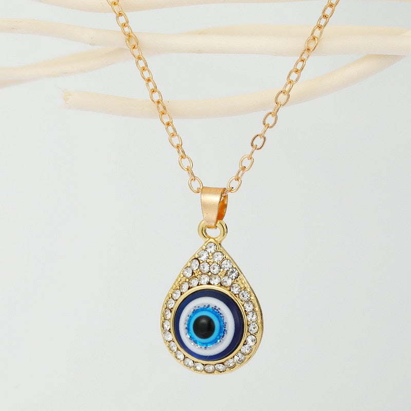 Turkish Evil Eye Pendant Choker Necklace Lucky Blue Evil Eyes Clavicle Chain Necklace - MERGE.DAY.1.FREESTYLE