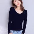 Cotton Women's T-shirt Long-sleeved Solid Color Women T-shirts Leisure Woman T shirt - MERGE.DAY.1.FREESTYLE