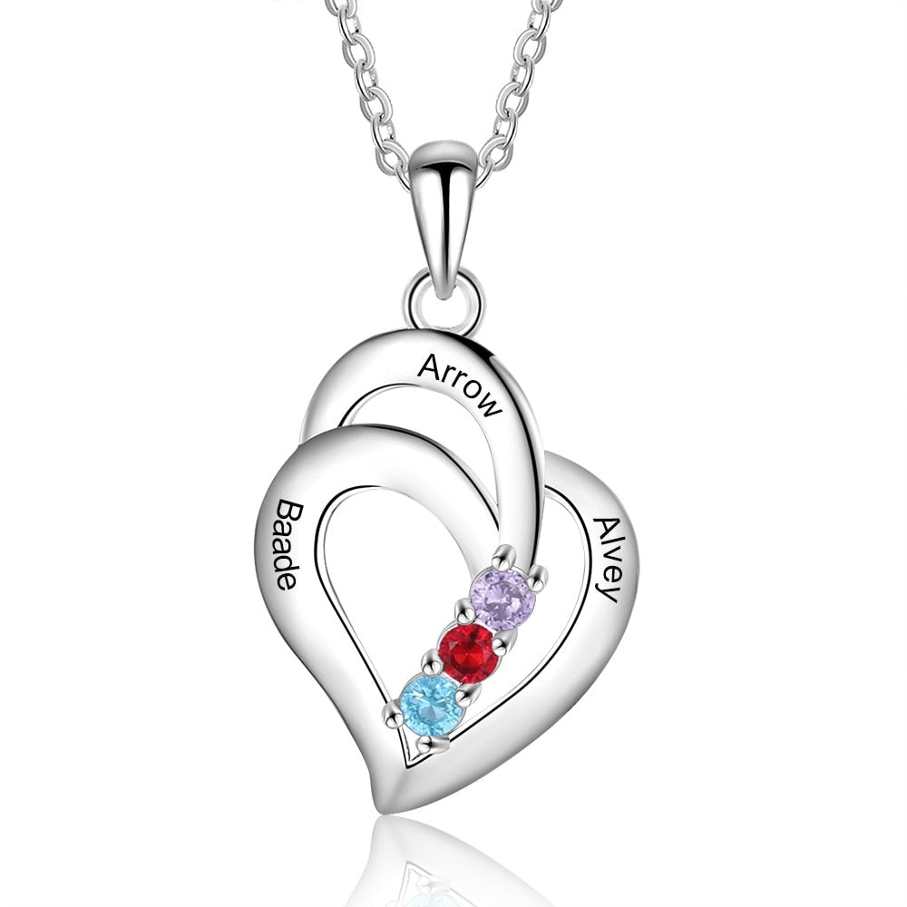 3 Birthstones Engravable Jewelry Customized Name Necklaces Pendant - MERGE.DAY.1.FREESTYLE