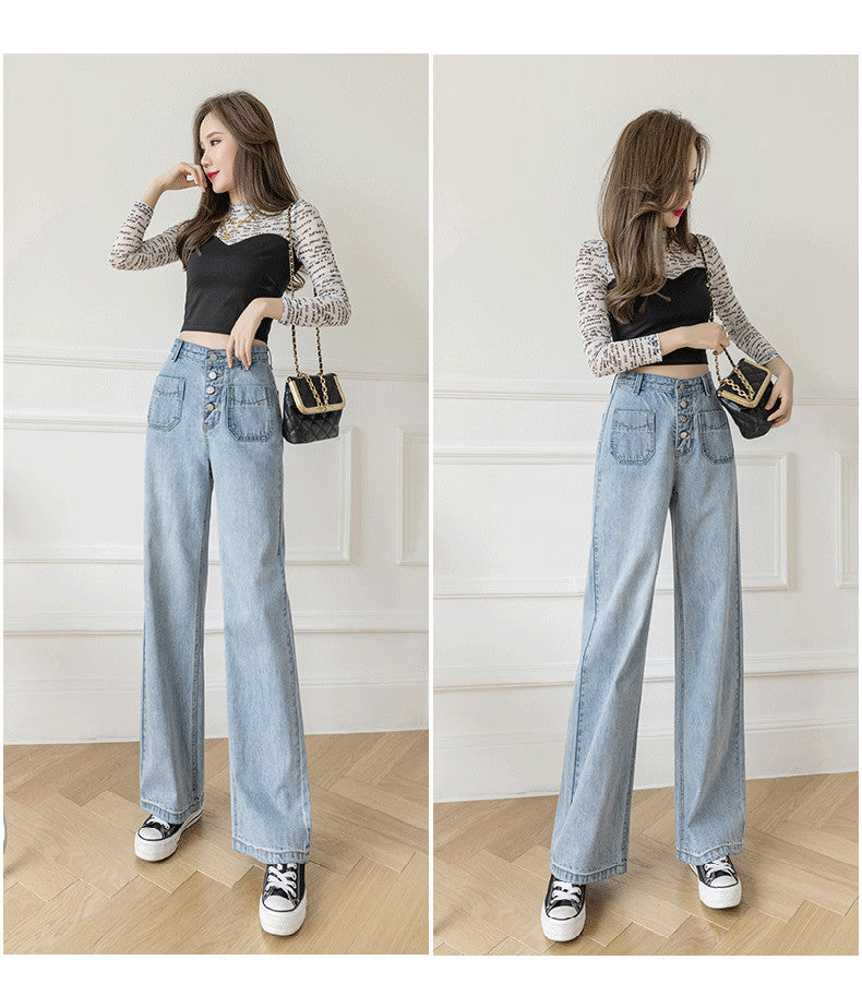 Women's Loose Straight Denim Trousers Female High Waist Wide Leg Pants high street - MERGE.DAY.1.FREESTYLE