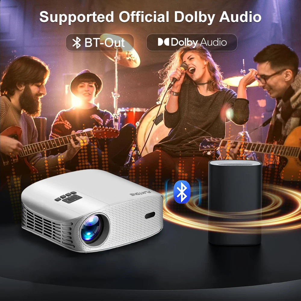 EU Stock D8W Projector Dolby Audio Full HD 1080P Support 4K Portable Projector 4K Android Home Cinema Beamer - MERGE.DAY.1.FREESTYLE