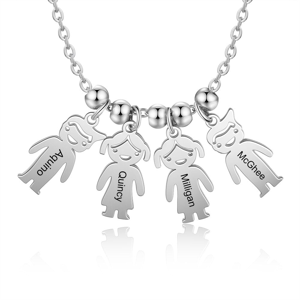 Personalized Engraved Name Necklace with Boy Girl Charms - MERGE.DAY.1.FREESTYLE