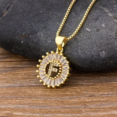 Initial Letter Necklace 26 Letters Charm Gold Name Necklace Pendant - MERGE.DAY.1.FREESTYLE