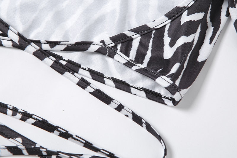 Leopard Zebra Printed Sexy Backless Lace ups Pullover Tees Women O-neck Slim Longsleeve Short T-Shirt - MERGE.DAY.1.FREESTYLE