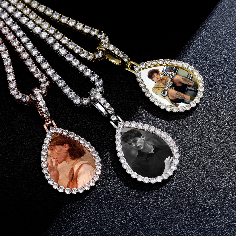 Custom Photo Pendant Drop-shaped Medal Pendant Necklace Hip Hop Jewelry - MERGE.DAY.1.FREESTYLE
