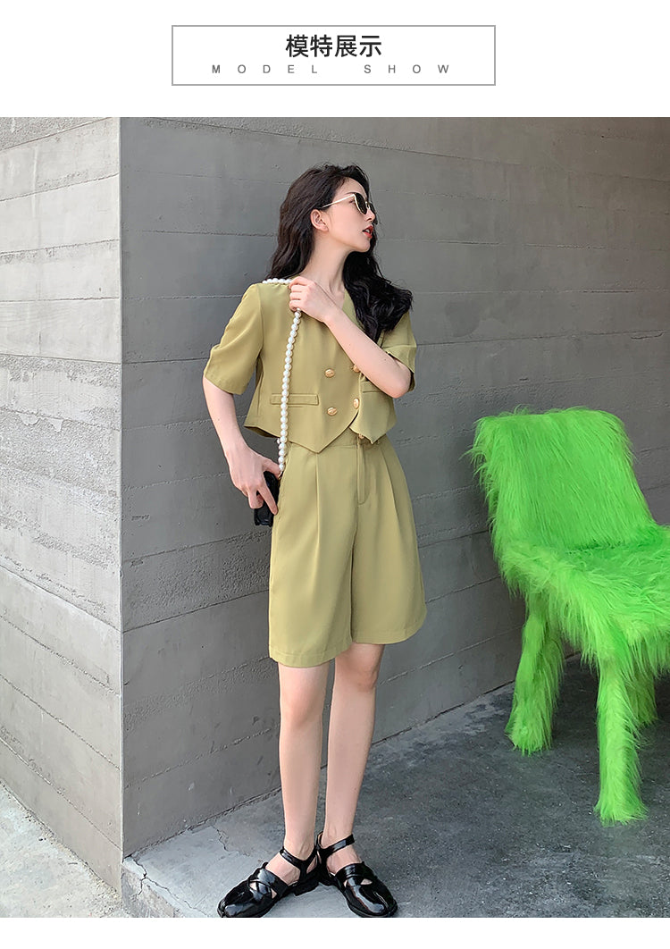 Fashion Office Short Sets Women Korean Loose Two Piece Suits Summer Thin - MERGE.DAY.1.FREESTYLE