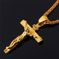 Jesus Cross Necklace for Fashion Gold color Cross Pendent with Chain Necklace Jewelry Gifts - MERGE.DAY.1.FREESTYLE