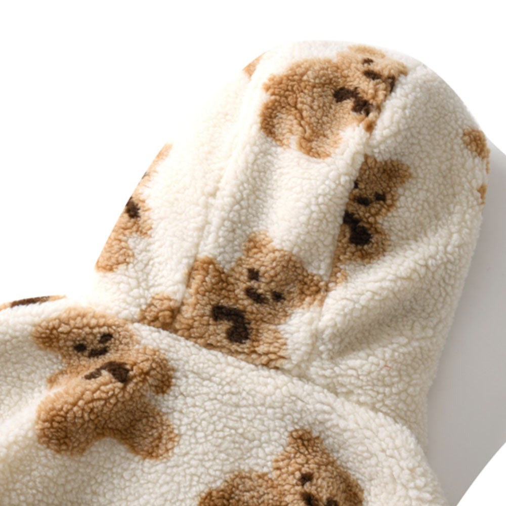 Hip Hop Men Women Fashion Bear Print Full Zip Hooded Coat Tops Outwear - MERGE.DAY.1.FREESTYLE