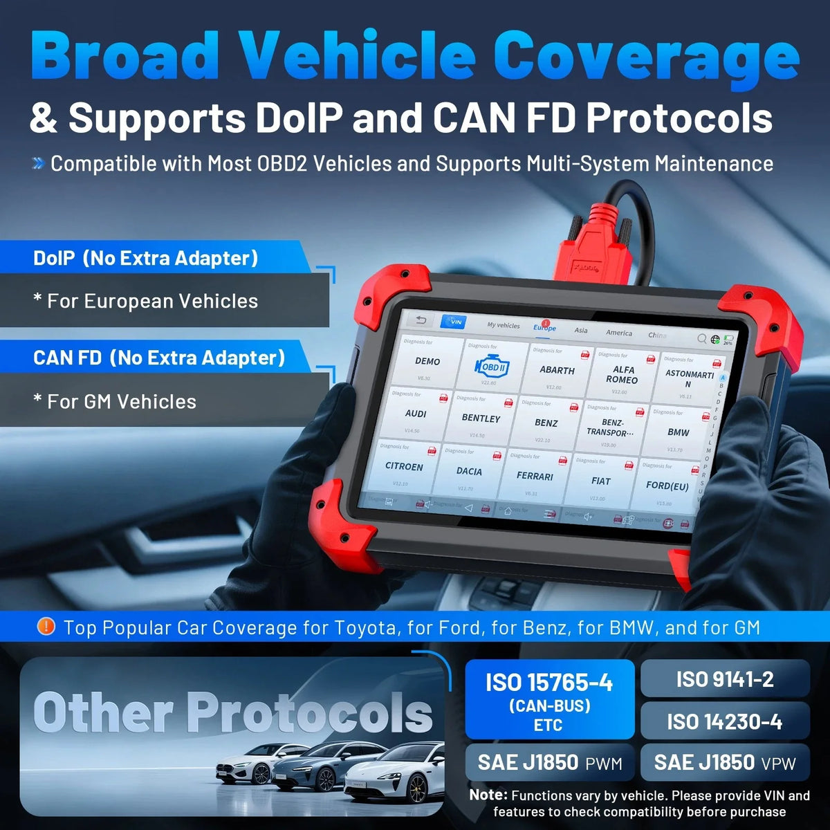 EU Stock 2026 New for D7 EU Universal OBD2 Diagnostic Scanner AI Diagnosis 7inch Touch Screen ECU Coding Key Programming 2