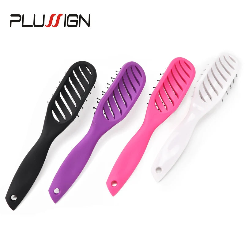 Styling Curly Hair Brush Salon Massager Comb Brush Detangling Drying Brush Anti Static Curved Vent Brush Scalp Massage Comb - MERGE.DAY.1.FREESTYLE