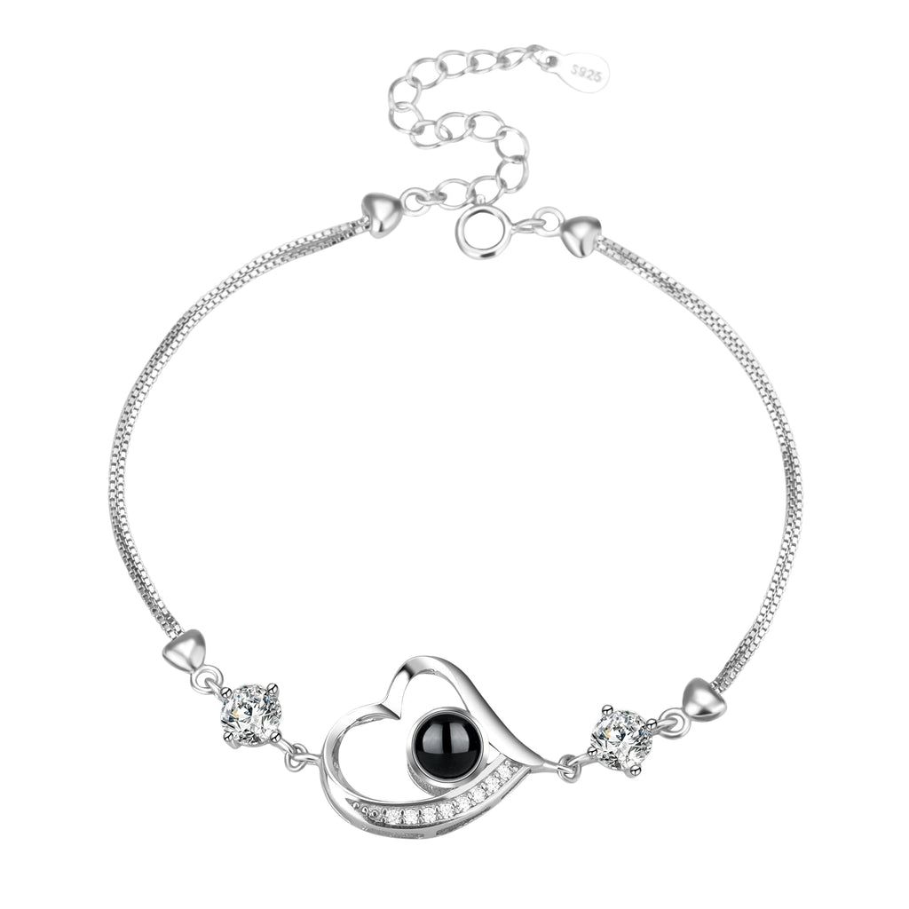 Customize Photo Name Projection Bracelet For 100 Languages Heart Chain Bracelets - MERGE.DAY.1.FREESTYLE