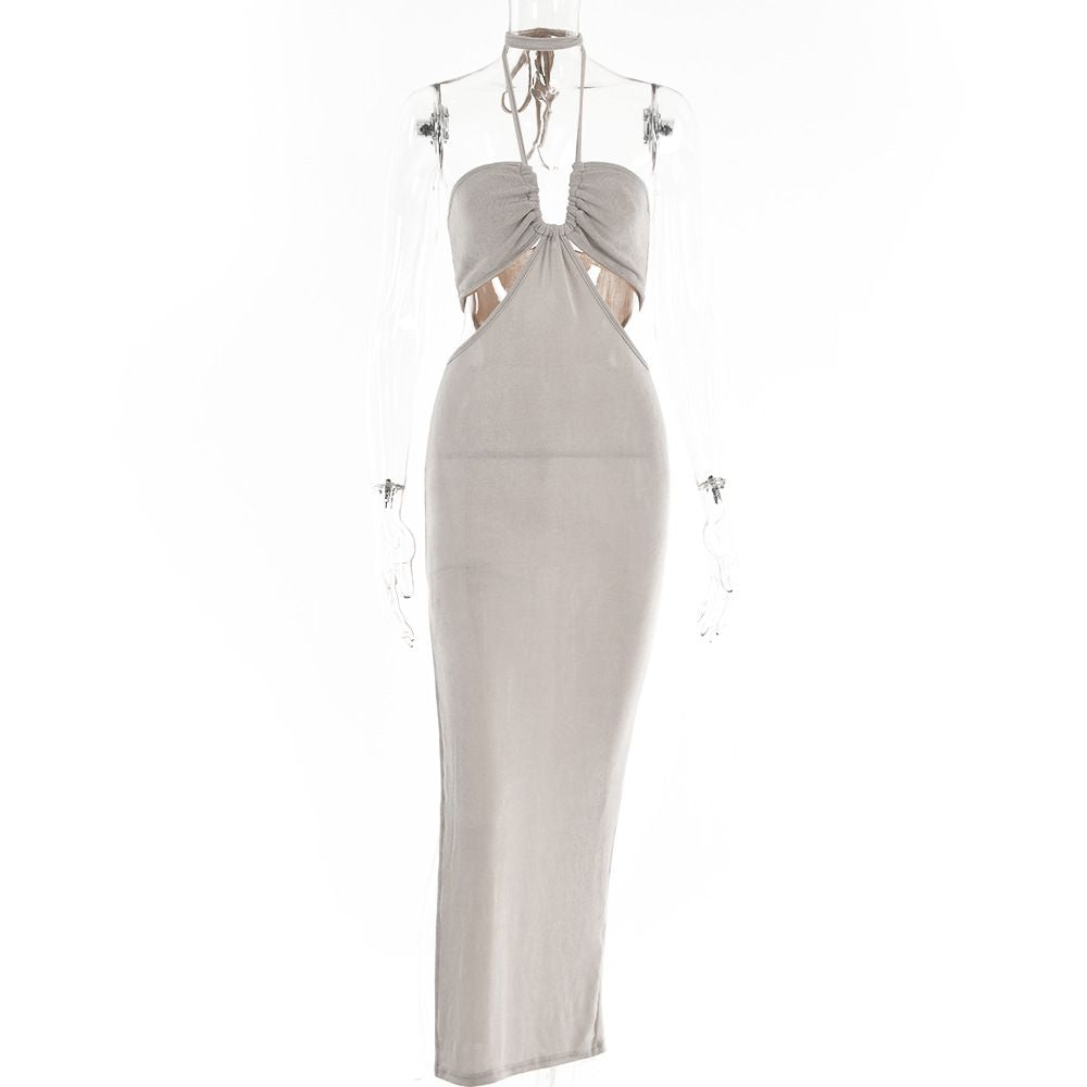 Women Halter Cut Out Backless Corset Midi Dress High Waist Split Slim Grunge Vestidos 2022 Summer - MERGE.DAY.1.FREESTYLE
