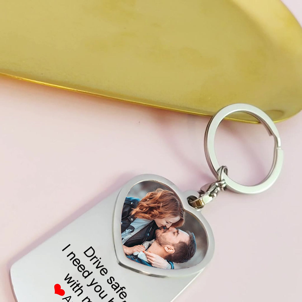 Stainless Steel Car Keyring Personalised Photo With Text Memory Gifts - MERGE.DAY.1.FREESTYLE