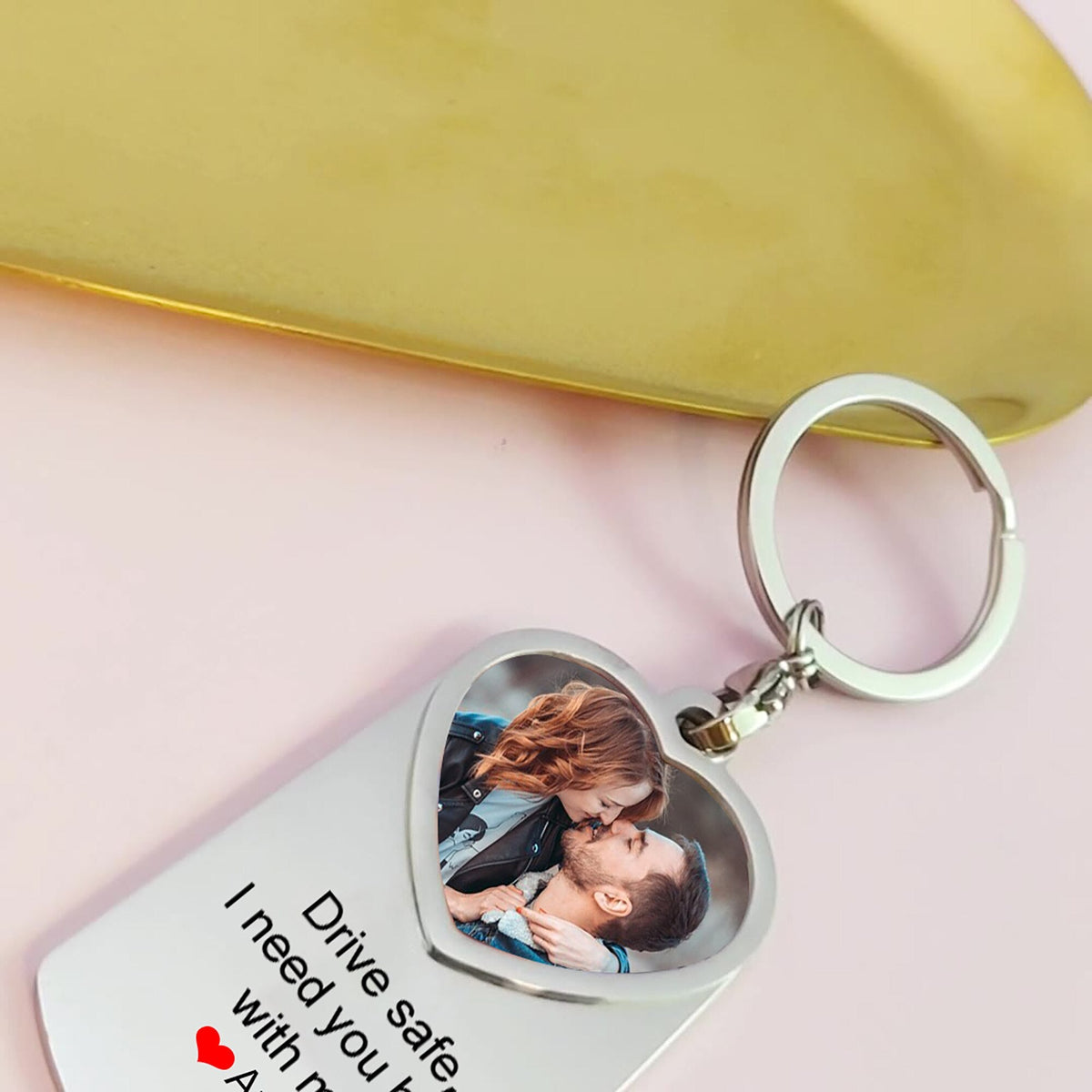 Stainless Steel Car Keyring Personalised Photo With Text Memory Gifts - MERGE.DAY.1.FREESTYLE