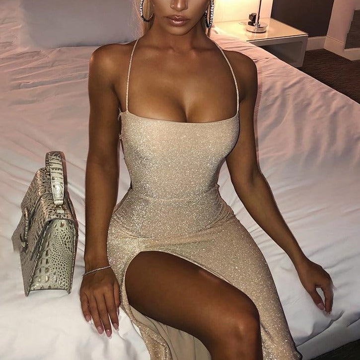 Long Backless Maxi Dress Women Spaghetti Strap High Split Bodycon Bandage Summer Dress Vestidos - MERGE.DAY.1.FREESTYLE