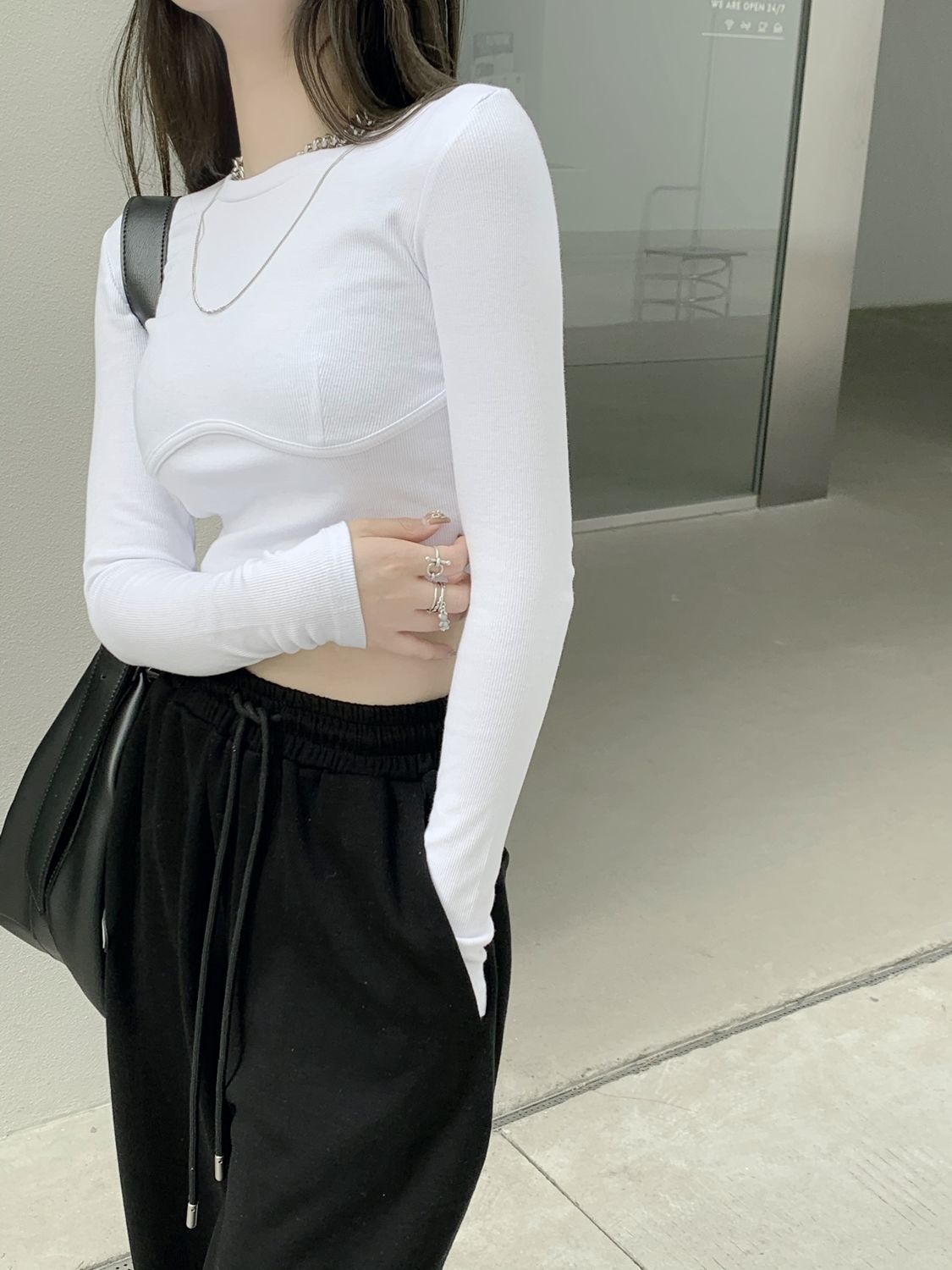 T-shirt Women Design Chest Type Crop Tops Aautumn New Skinny Long Sleeve - MERGE.DAY.1.FREESTYLE
