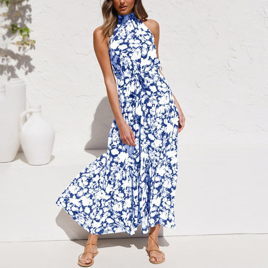 Summer Long Dress Polka Dot Casual Dresses Black Sexy Halter Strapless Sundress Vacation - MERGE.DAY.1.FREESTYLE