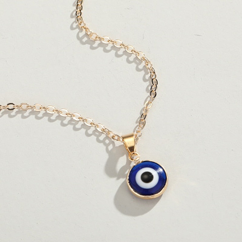 Turkish Evil Eye Pendant Choker Necklace Lucky Blue Evil Eyes Clavicle Chain Necklace - MERGE.DAY.1.FREESTYLE