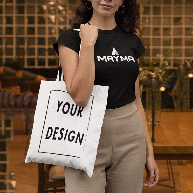 Custom Tote Bag Shopping Add Your Text Print Original Design Zipper Unisex Fashion Travel Canvas Bags - MERGE.DAY.1.FREESTYLE