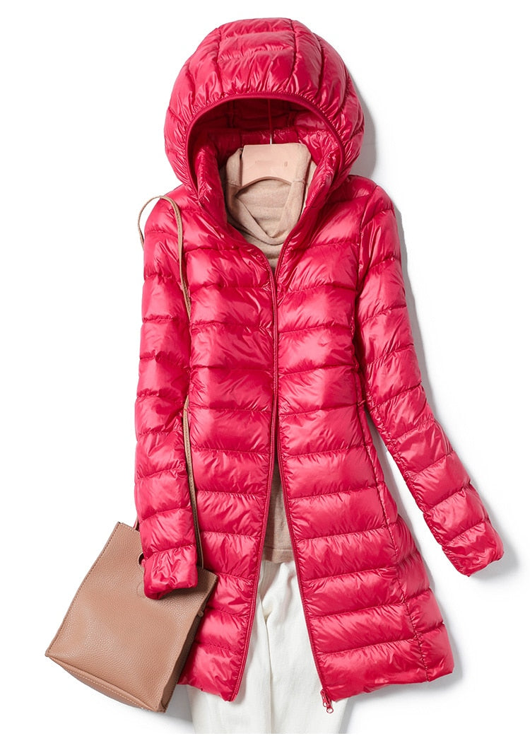 Ultralight Thin Down Jacket White Duck Down Hooded long Jackets Long Sleeve - MERGE.DAY.1.FREESTYLE