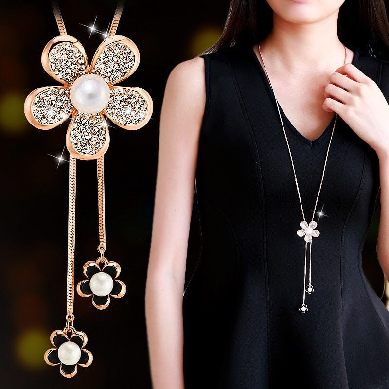 Collier Femme Long Gray Crystal Necklaces & Pendants for Women Round Statement Necklace - MERGE.DAY.1.FREESTYLE