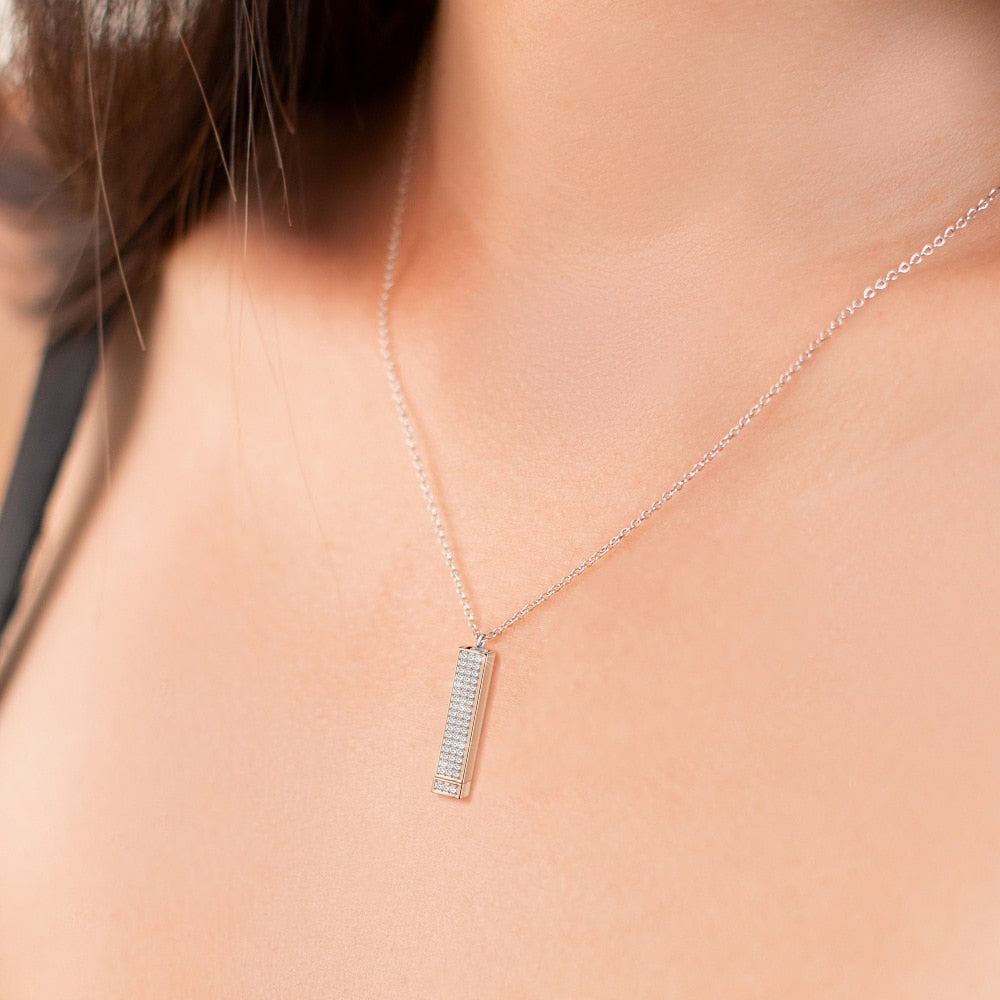 Rose Gold Personalized Name Retractable Double-layer Engraved 3D Necklace - MERGE.DAY.1.FREESTYLE