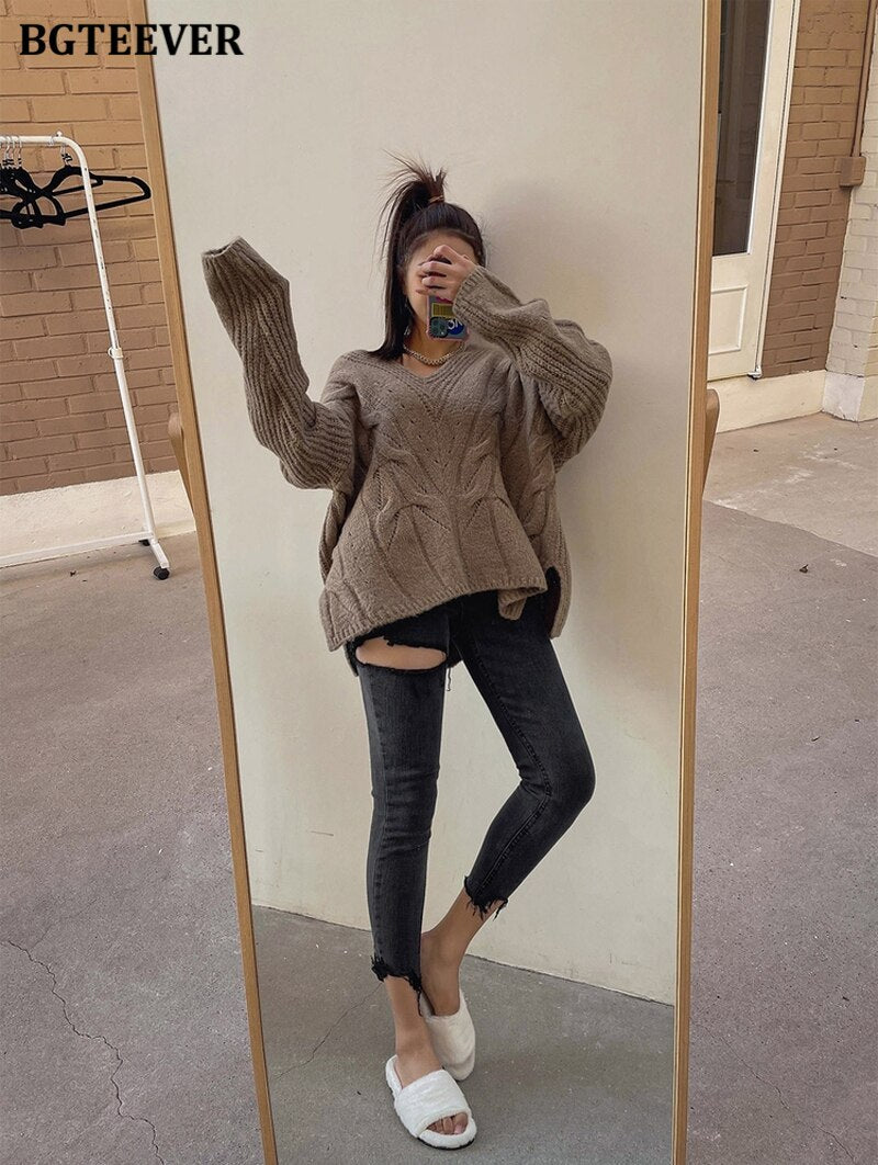 Irregular Ripped Holes Women Pencil Denim Jeans Stylish High Waist Stretched - MERGE.DAY.1.FREESTYLE