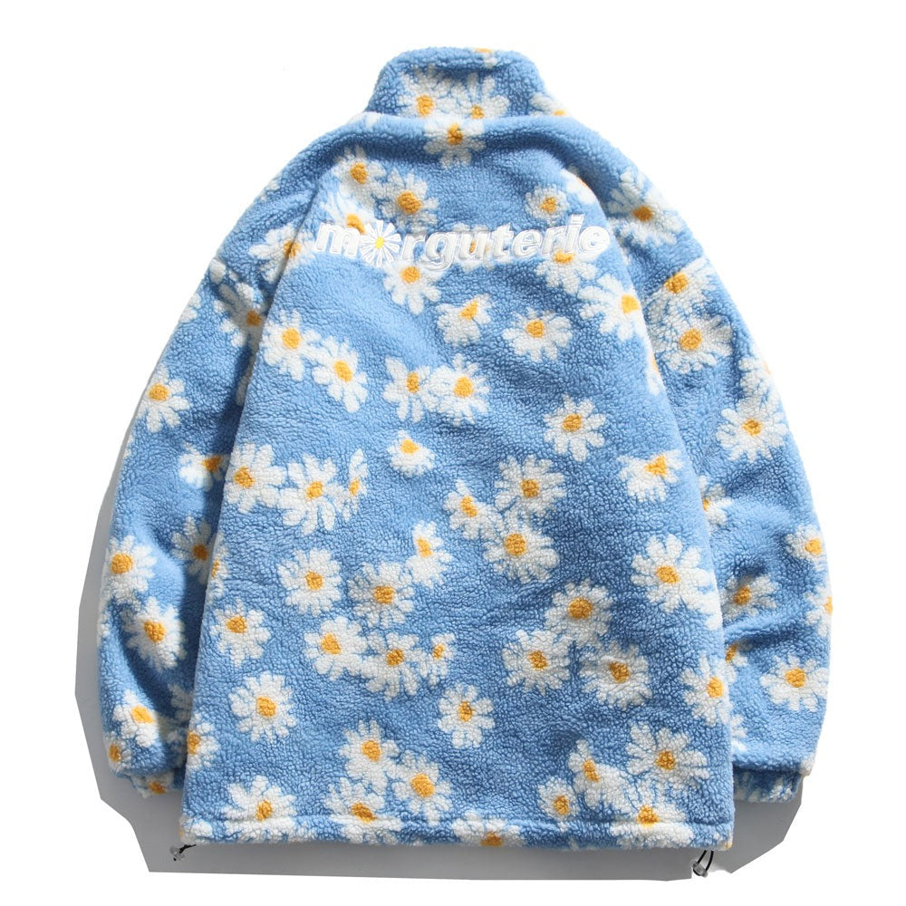 Cotton Padded Thick Parkas Jackets Daisy Print Fleece Warm Full Zip Coats - MERGE.DAY.1.FREESTYLE