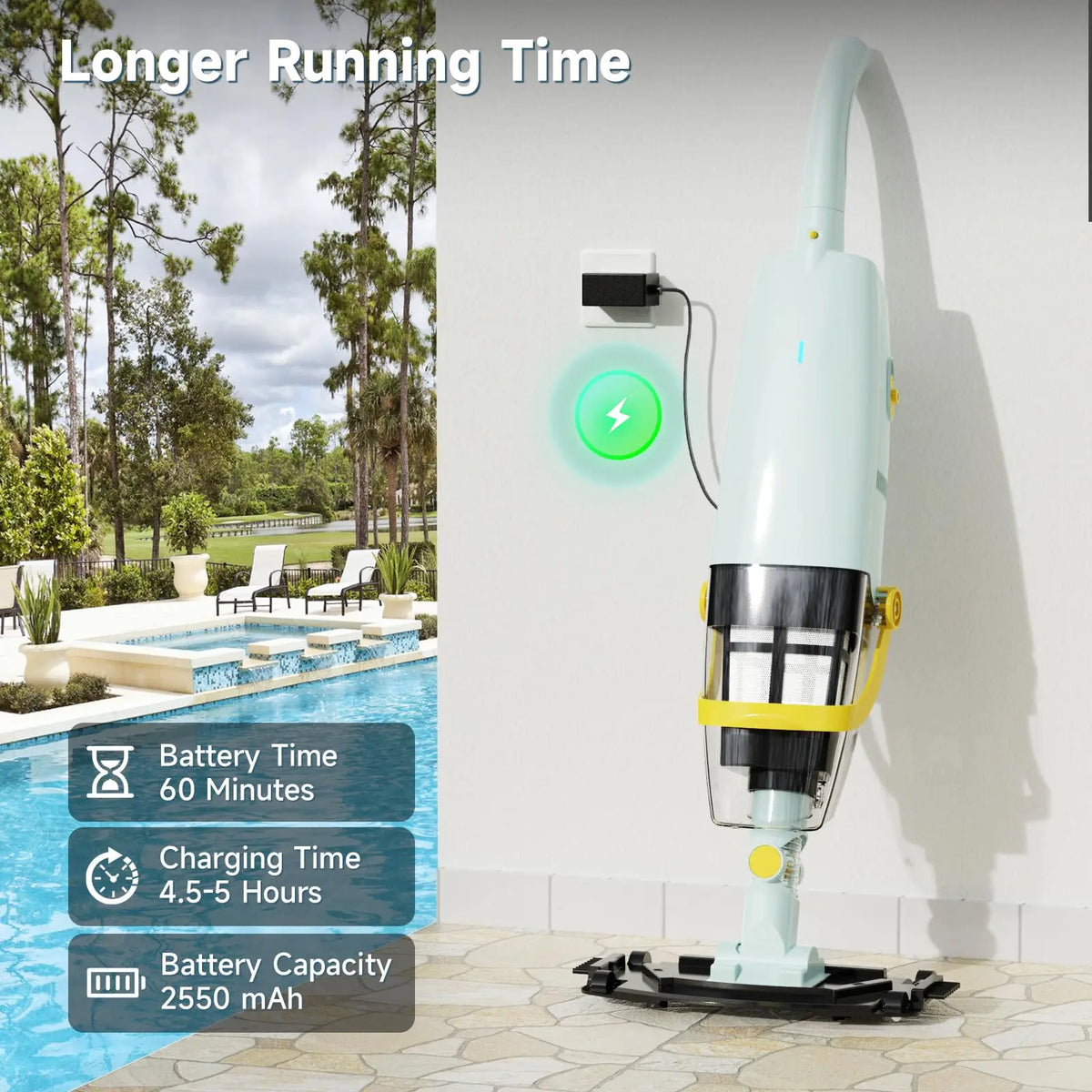 Blossom YM-S1-03 Pool Vacuum Cleaner Rechargeable Cordless Handheld Pool Spa Cleaner for Spas Small Pools Clean Sand and Debris - MERGE.DAY.1.FREESTYLE